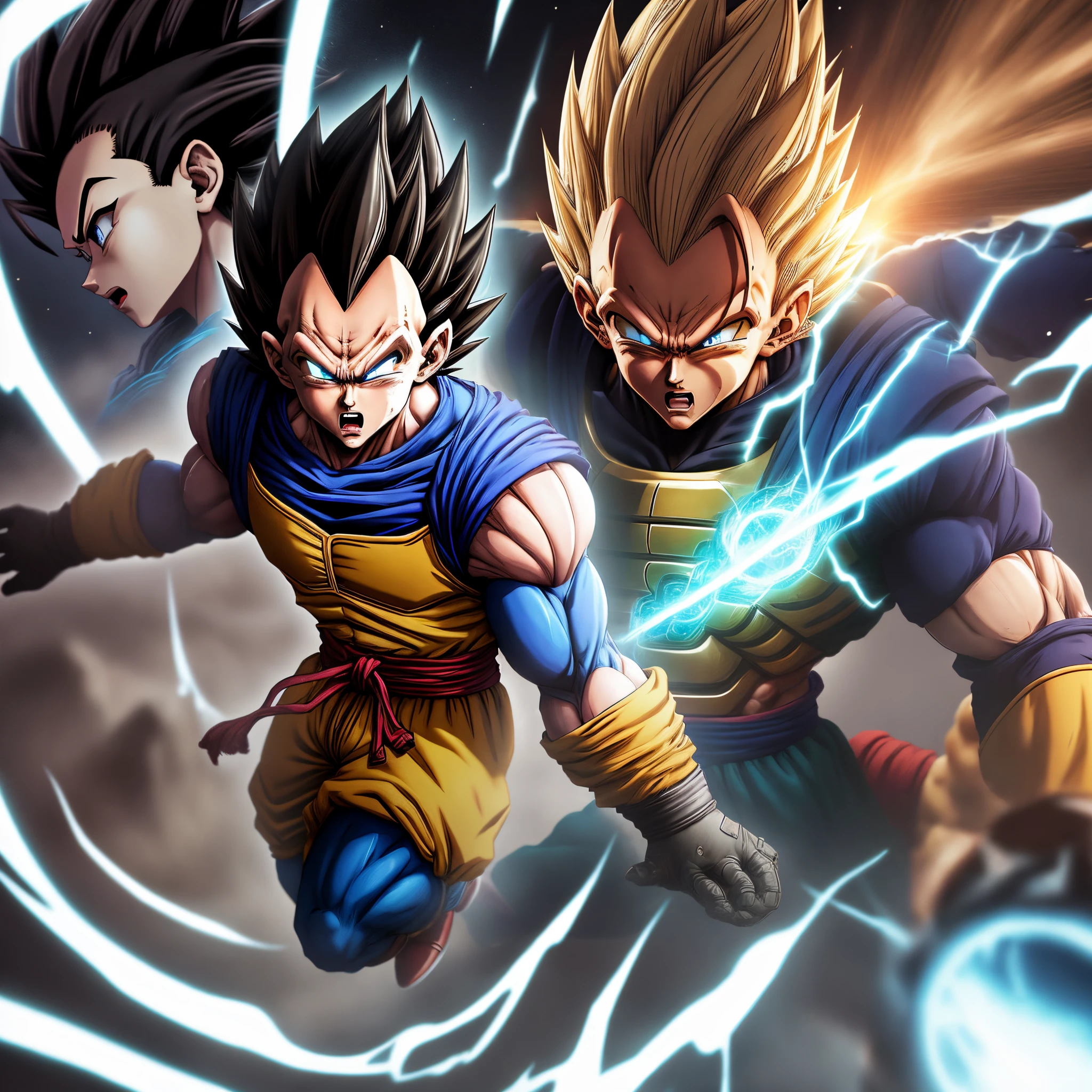 Prince Vegeta Tail fused with Perfect Cell power up transformation saiyan