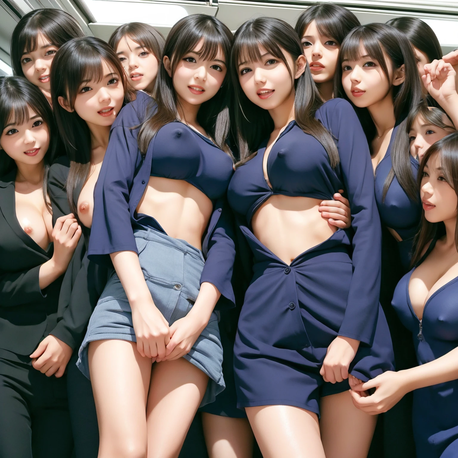 Raw photo、(((multiple girls))),((((6+girls)))),((((1000girls)))),(((10000girls)))、(((crowd shot))),((((In body type))))、((((a baby,(((Adhesion)))、((Crammed))、((Packed))、(Inside the crowded train)、(((6 years old)))、ly)、japanes、((Same height))、The same face、((A dark-haired)),Longhaire、1000 cute women massaging each other&#39;s breasts and crotches、(((Large group)))、((chiquita))、joyous expression、A crowded train full of little girls、groping,golester