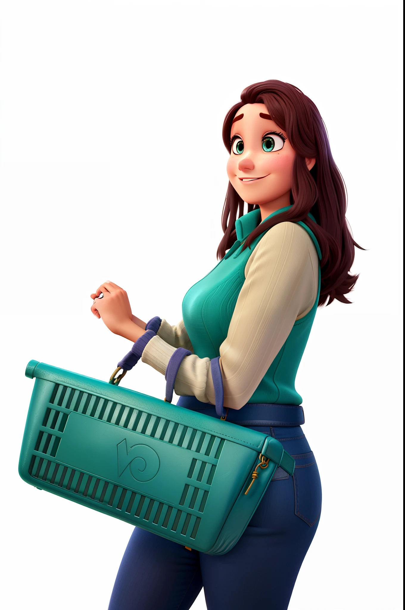 Uma mulher branca estilo disney pixar, alta qualidade, melhor qualidade