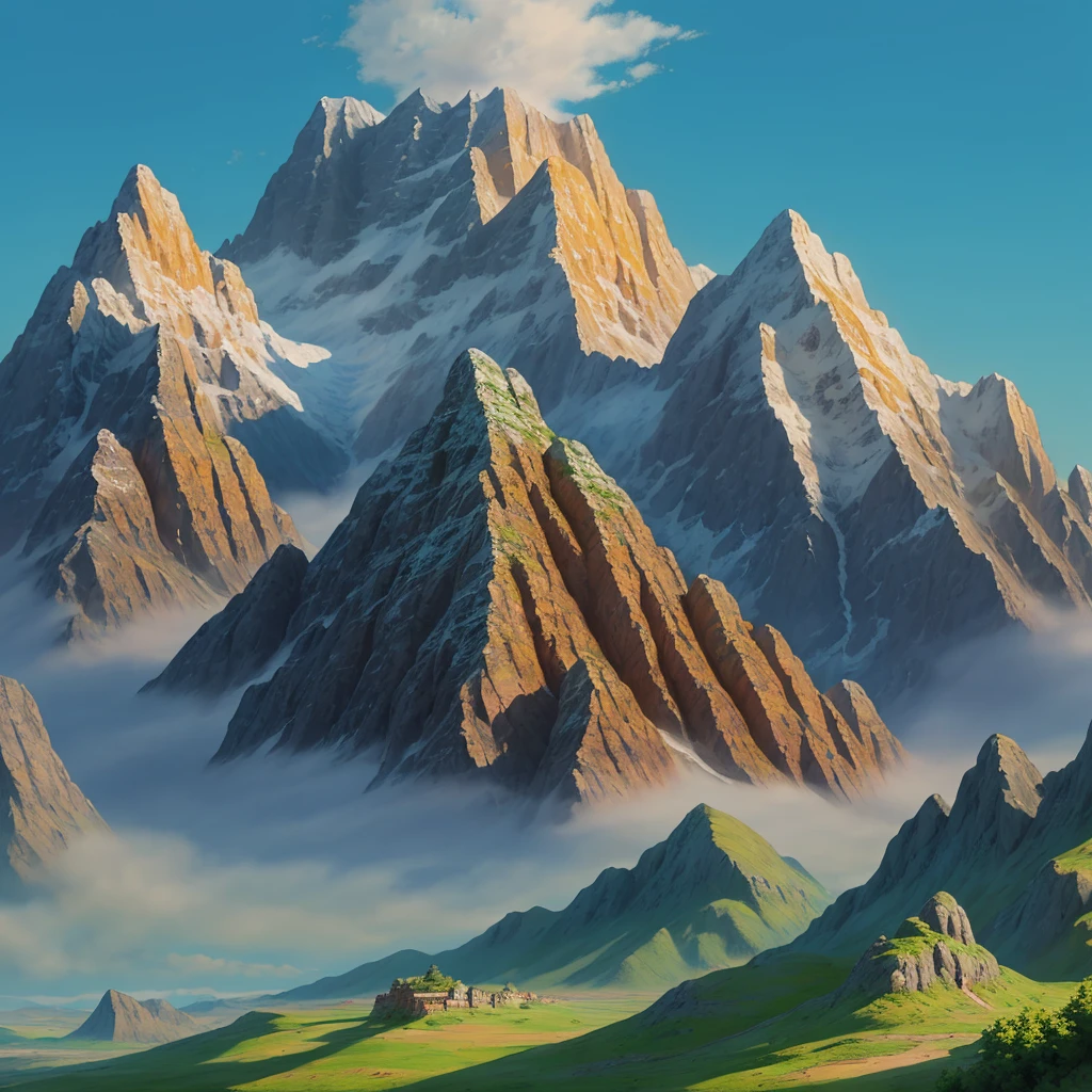 Drawing landscape view fantasy mountain