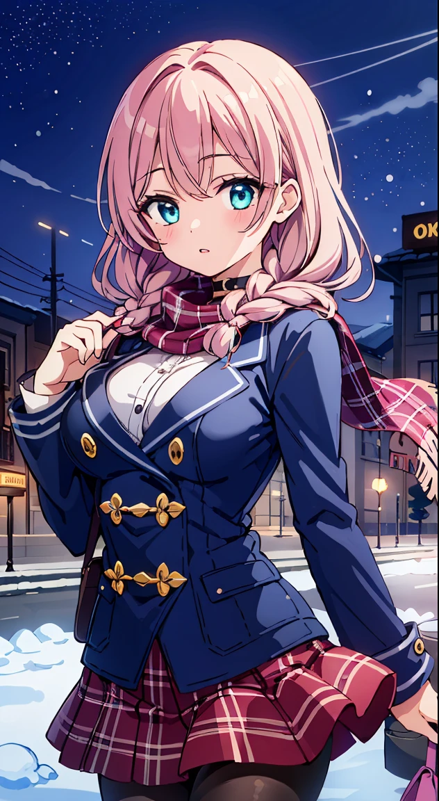 (masutepiece, of the highest quality, Best Quality, Official art, Beautiful and aesthetic:1.2), Ultra-detailed, Intricate details, marvelous illustration, Award-winning art, Atmospheric,
BREAK,



(Cute illustration:1,2),(Absurd realistic structure details),(High resolution complex and detailed text quality),(High-resolution microstructure、High poly 3 boobs boobs boobs boobs D rendering correction),Methods of geometry,Careful explanatory anatomy, 

BREAK,



 1 beautiful girl, (17 years old girl),Solo,(Cute:1.5),(Chibi:0.6),(kawaii:1.5),(Lori:0.5),BREAK,(17 years old girl), 1 beautiful girl,Very detailed,colourfull,highest details,Clear skin,Beautiful skin,Shy,Very detailed,colourfull,highest details,BREAK,Clear skin,Beautiful skin,Shy skin,BREAK,{Heterochromia,blue eyess,Green eyes,PUPILS SPARKLING:1.5},star eye silhouette,BREAK,(Pink hair, Medium length:1.4),(Twin braids,A little curly hair,Princess Cut, crossed bangs:1.3),(Big breasts,Beautiful breasts,Large breasts:1.5),(long eyelashes, Double eyelids:1.2),Solo,gleaming skin, Clear skin, Beautiful skin,(best quality face),(Top quality glowing eyes),(Doya face,brave face:1.45), BREAK, (dark navy theme:1.3), (Please wear a navy blue duffel coat over your school uniform.....、Only the hem of the skirt is exposed:1.4), (Black and white plaid pleated skirt:1.1), ((Dark brown pantyhose, lowfers):1.2), 
BREAK (Pink Theme:1.3), (pink plaid knit scarf:1.4),


BREAK,(day), a closed mouth,(architecture, building, Choker, city, Cityscape, Outdoors, building, city,lamp post, Power lines, scarf, skyporn, Snow, Solo, utility pole, Winters:1.55), Waterfall,depth of fields,

 BREAK,wakame,wakame,wakame,(Cowboy Shot:1.4), 

BREAK,(Blurry background:1.3),(absurderes, hight resolution, Super Detail Art),cel shading,Clear Color, Lonely optical effect, Beautiful pictures, Bright glow, mystic atmosphere,(Close-up of girl:1.1), Mystical light particle effect,manga influence, clean line drawings,