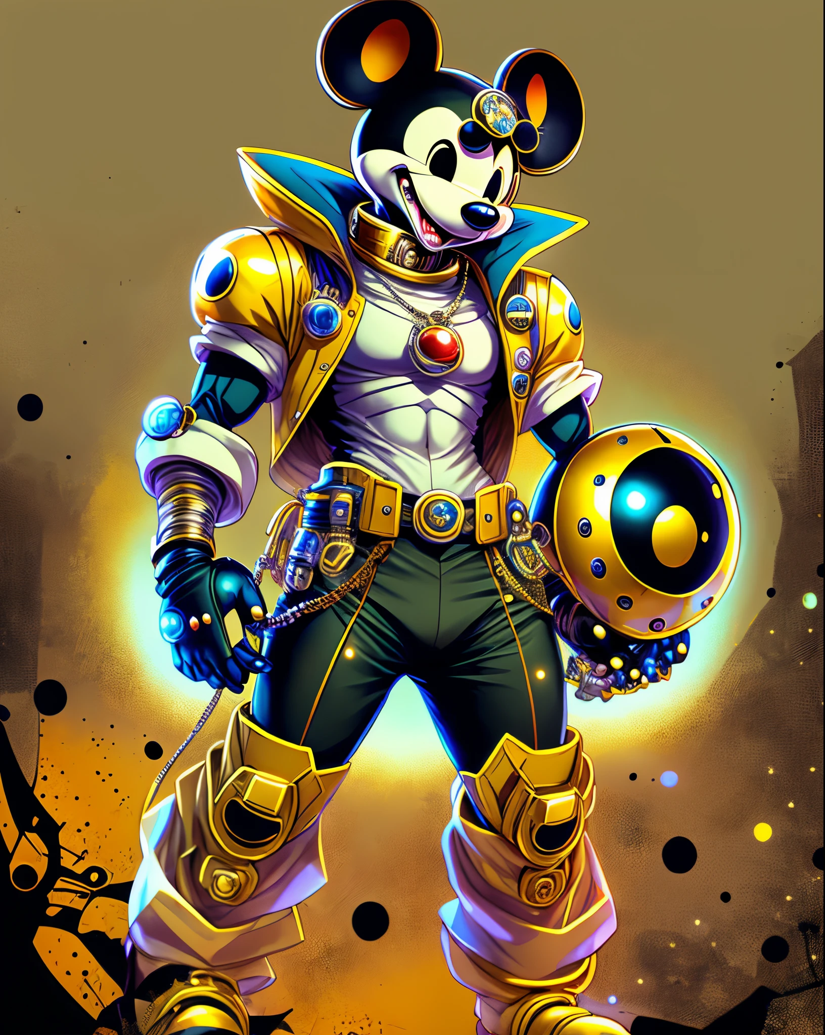 Micky Mouse and his humanoid Pluto the dog-cybertic STAND in JOJO bizarre Adventure style --auto --s2