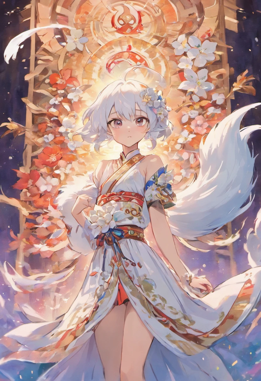 China-style,ancient wind,Martial arts beauty,a white long skirt,cabelos preto e longos,A hairpin is worn on his head,White skin and beautiful appearance,Big eyes of the water spirit,Redlip,Super good figure,There are white fox and white snake behind me,腾云驾雾,Immortals under mortals,8k high definition ultra high resolution,Color rendering with sharp contrast,Flowers Diamond Galaxy