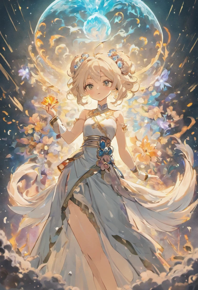 China-style,ancient wind,Martial arts beauty,a white long skirt,cabelos preto e longos,A hairpin is worn on his head,White skin and beautiful appearance,Big eyes of the water spirit,Redlip,Super good figure,There are white fox and white snake behind me,腾云驾雾,Immortals under mortals,8k high definition ultra high resolution,Color rendering with sharp contrast,Flowers Diamond Galaxy