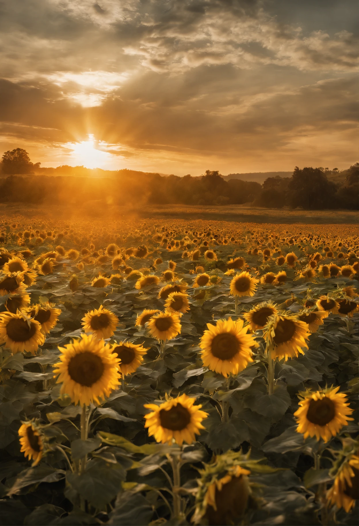sunflower field,sunflower flower, courtyard, Rays of sunlight, symmetry, polar opposites, romanticism, About art, Contemporary art, Lumism, Cinematic lighting, sparkle, god rays, Ray traching, UHD, retina, Masterpiece, ccurate, super detaill, Anatomically accurate., high detailed, High Quality, Award-Standing, Best Quality, high resolucion, 16 k