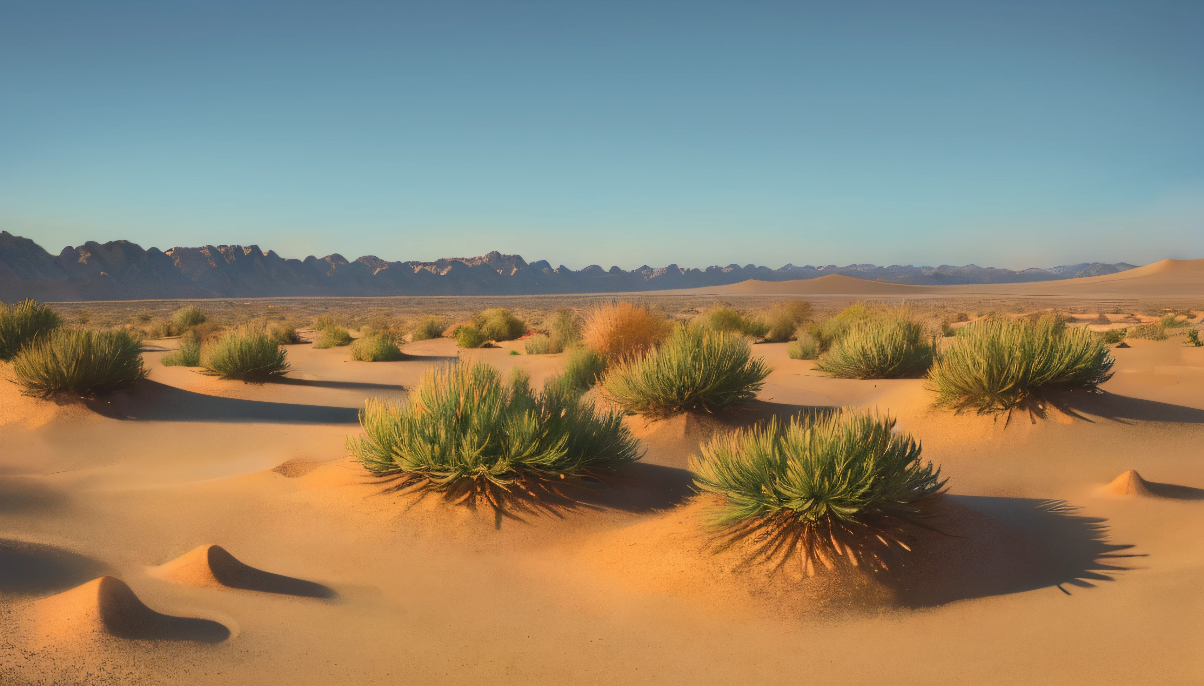 ((Vast desert)),Desert Oasis.Cacti in the desert ,Spread up,empty,Sand,NOhumans,devastated starrysky