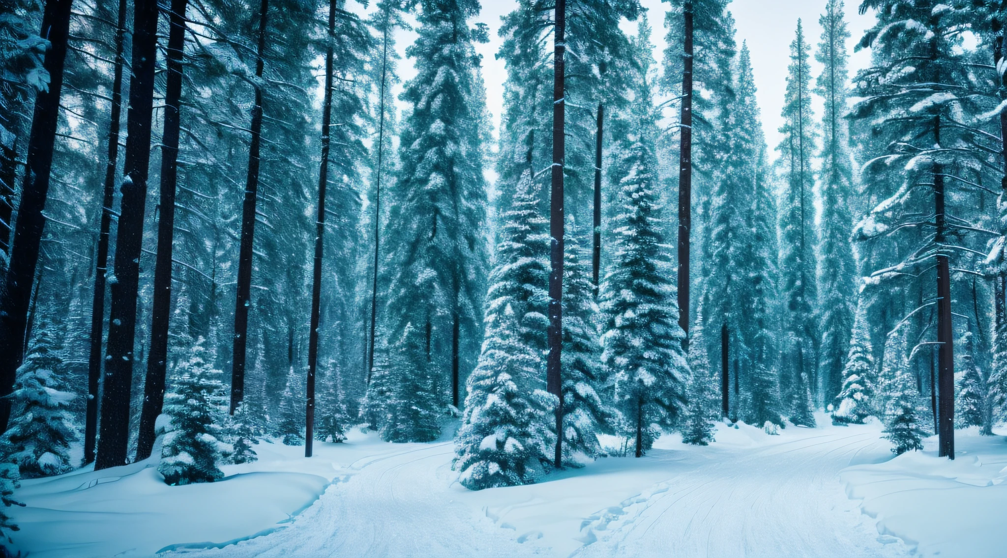 no people, disney, snowing forest, 8k resolution