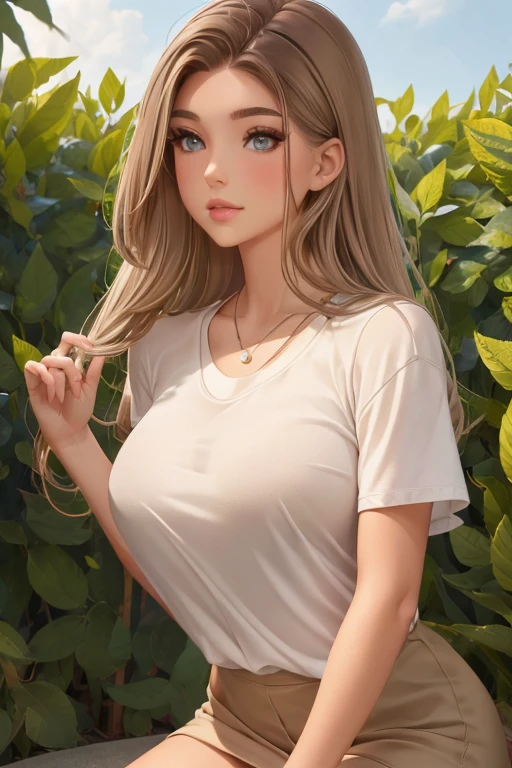 1girl, light brown hair,
