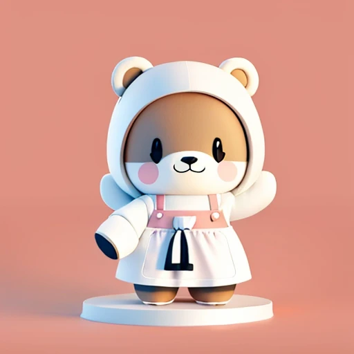 A cute cartoon bear, its clothes are white, it is tied with an apron, a cup of coffee over its head, simple line art, animal crossing characters, simple line art, silhouette sketch, strong line art, line art, silhouette art, cute characters