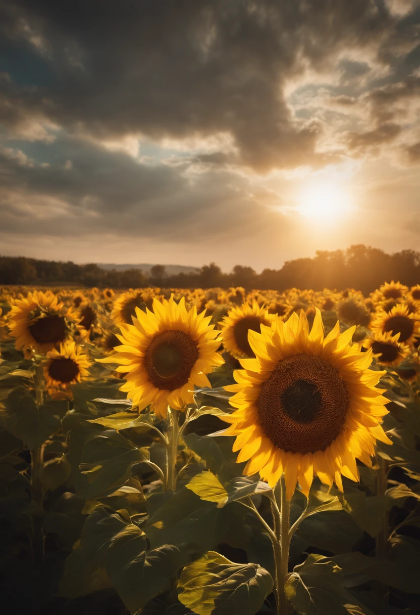 sunflower field,large sunflower, courtyard, Rays of sunlight, romanticism, About art, Contemporary art, Lumism, Cinematic lighting, sparkle, god rays, 光线追踪, UHD, retina, Masterpiece, ccurate, super detaill, Anatomically accurate., high detailed, High Quality, Award-Standing, Best Quality, high resolucion, 16 k