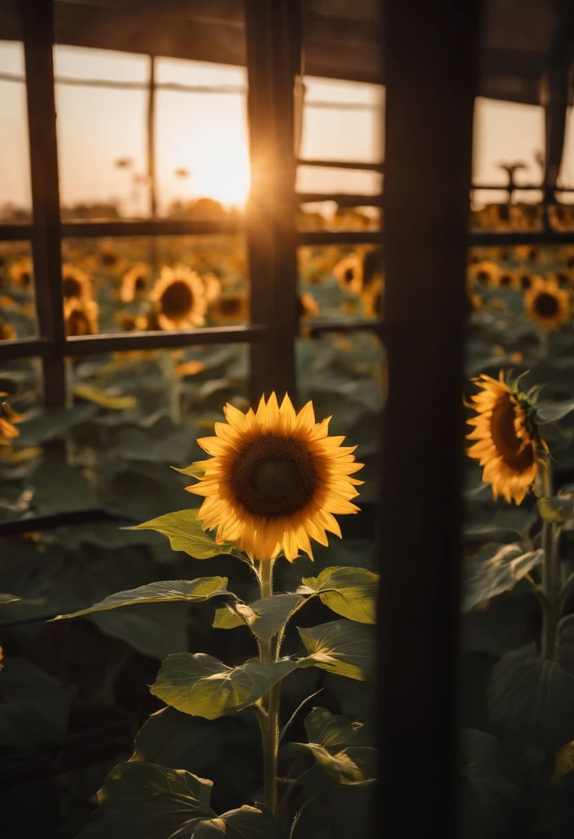 sunflower field,large sunflower, courtyard, Rays of sunlight, romanticism, About art, Contemporary art, Lumism, Cinematic lighting, sparkle, god rays, 光线追踪, UHD, retina, Masterpiece, ccurate, super detaill, Anatomically accurate., high detailed, High Quality, Award-Standing, Best Quality, high resolucion, 16 k