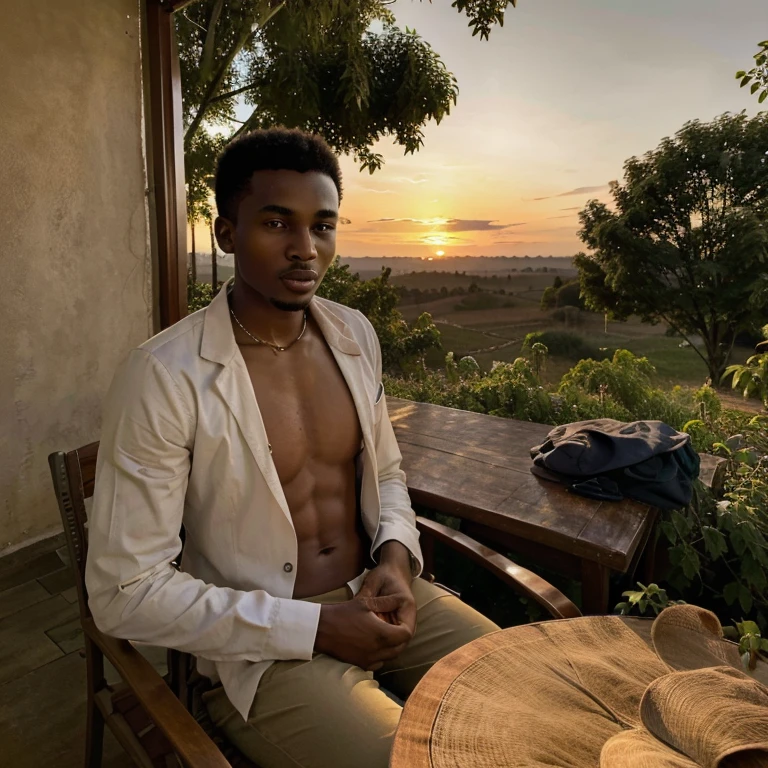 Ethiopia male student graduated from univeraity and hoples to find job and just waching sun set in country side home and try to find friend