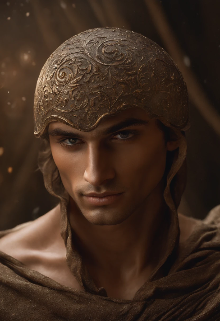 A photo of an ancient, weathered crystal ball with swirling mists and mystical images forming within.,original,Sebastian Sallow is a male of average height with bronze brown hair and brown eyes. His skin is slightly tanned and covered in freckles. He has an oval face and is almost constantly smiling. He has full lips and thick brows. His body is lean but still soft. , male
