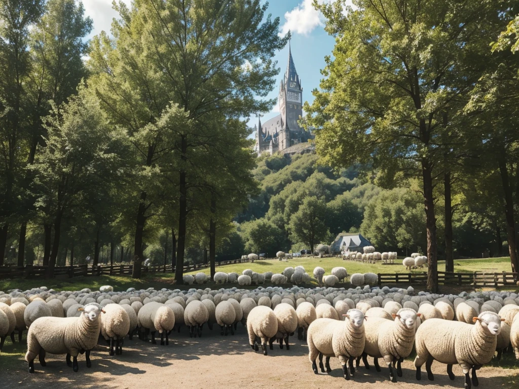 super cute sheep，Super healing feeling，Cute Sheep Theme Park，Everything is a sheep，full of sheep，There are sheep everywhere，ultra-quality，Super exquisite，Masterpiece，super complex