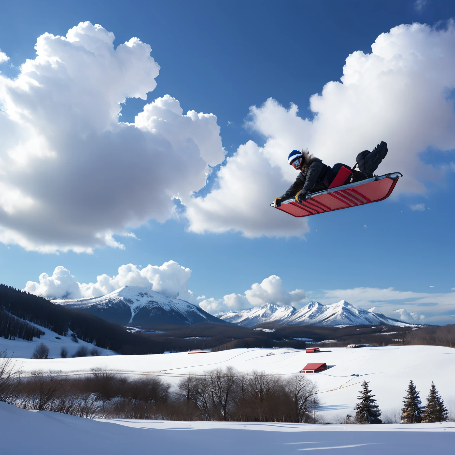 sled flying in the sky