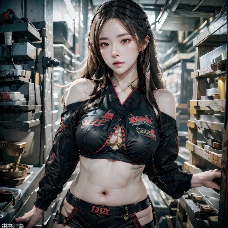 masterpiece, 1 beautiful girl, Detailed eye, Swollen eyes, top-quality, 超A high resolution, (reality: 1.4), 电影灯光, japanes, a asian beauty, very extremely beautiful, Beautiful skins, A slender, Forward-facing body, (A hyper-realistic), (hight resolution), (8K), (ighly detailed), ( Best Illustration), (beautifully detailed eyes), (ultra-detailliert), 详细的脸, Bright lighting, Professional lighting、The background is a cyberpunk room with many monitors、The cord is connected from the costume、Hair color is red、headset on head、small tattoo on face、Female Game Commentator