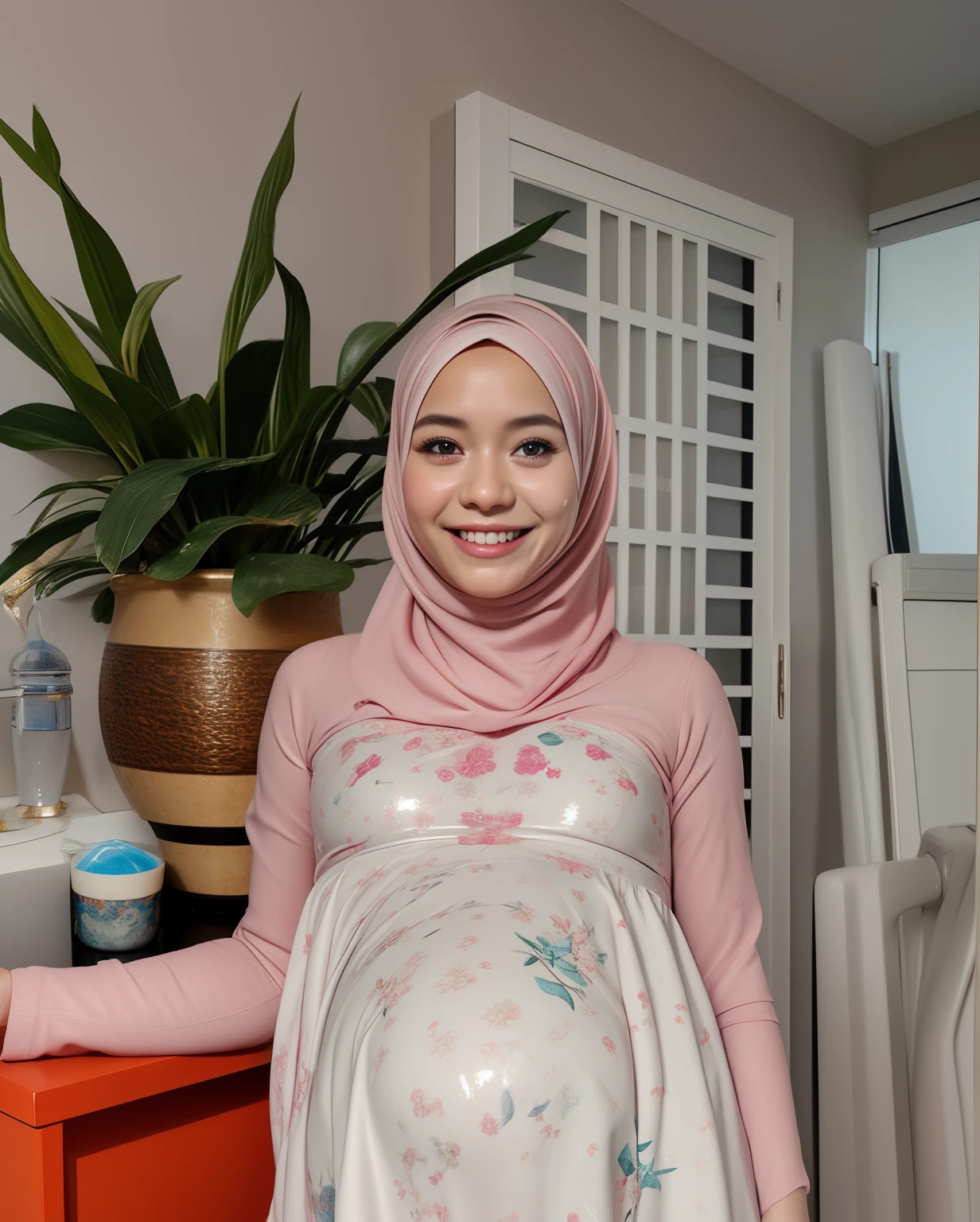 HIJAB MALAY GIRL, masutepiece, High quality, UHD 32K, Realistic face, Realistic skin feeling , A Japanese Lady, 8 years old, Little Girl, Very cute and baby-like face, Women's Competition One-Piece Swimsuit, Sitting, itting open legs, Spread Leg, Yor, cum shots, cum on chest, (((facials))), (((Smile))), (((heavy pregnancy))), (((flat chest))),