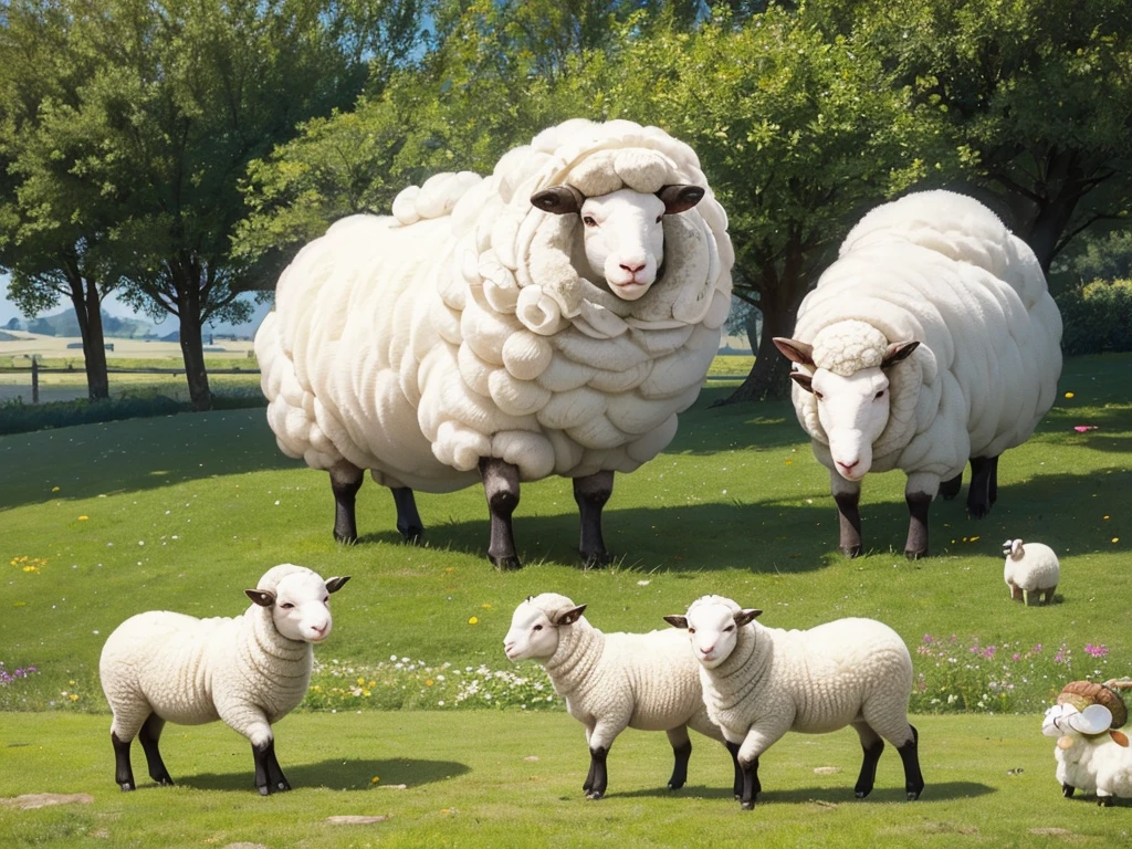 super cute sheep，Super healing feeling，Cute sheep theme park，everything is sheep，full of sheep，There are sheep everywhere，Super quality，Super refined，tmasterpiece，super complex