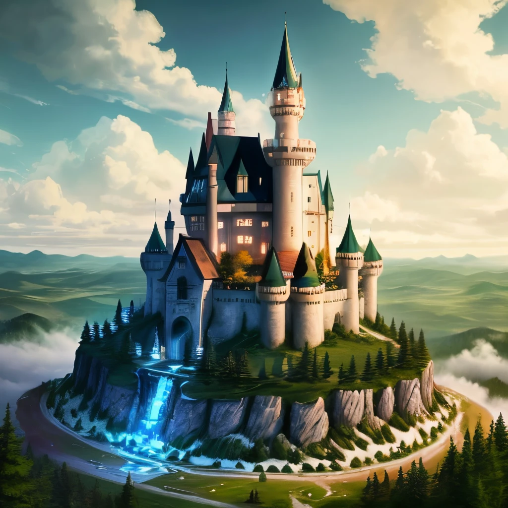 Crystalline castle and kingdom surrounded by forest