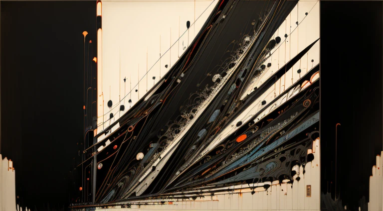 abstract art, masterpiece, depression, anxiety, contrasting elements, sharp, chaotic line, dark, heavy hues, tangled, suffocating patterns, dark background, high quality, high resolution