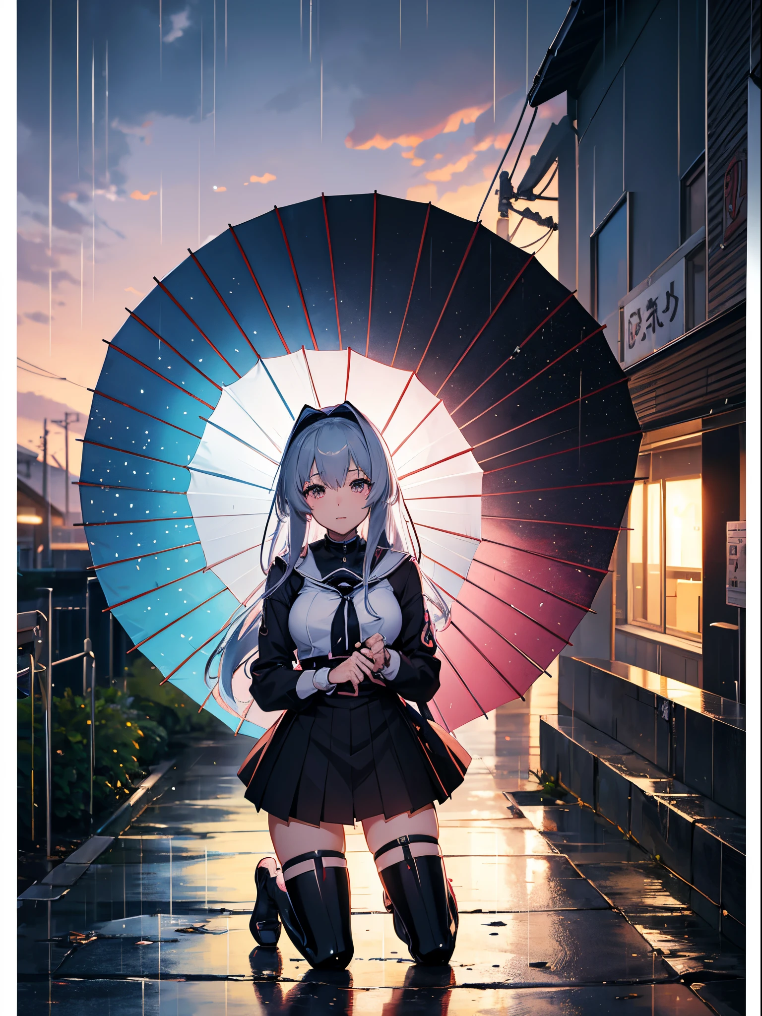anime girl kneeling in the rain with umbrella and boots, anime style 4 k, anime style. 8k, hd anime wallaper, anime wallaper, anime visual of a cute girl, kantai collection style, nightcore, anime wallpaper 4 k, anime wallpaper 4k, anime style artwork, 4k anime wallpaper, artwork in the style of guweiz