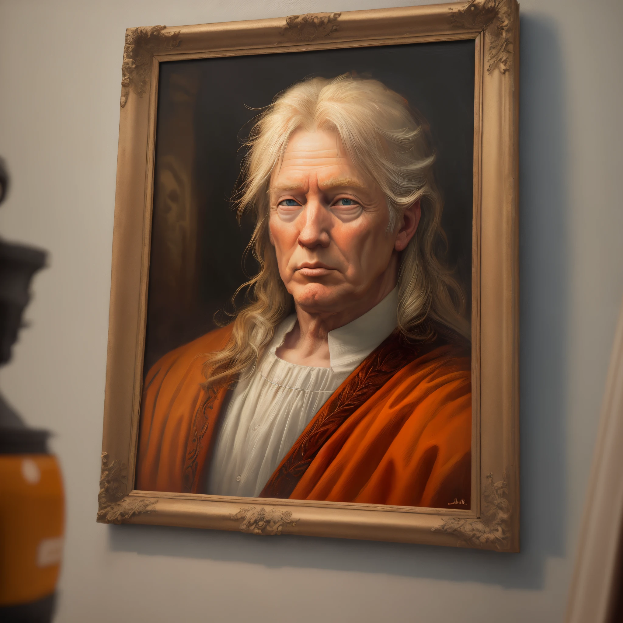 Donald Trump in high aspect 4k 3d in 1080 oil master piece oil painting as the orange Jesus