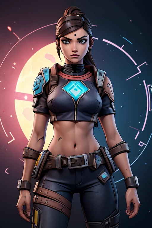 (((sem roupas, pele escura))), (((scientific fiction, pele escura, desenho de linha, aquarela))), with first person view high definition character art, personagem negra do jogo Borderlands, cabelo preto preso, First-person view, pronta para enfrentar seus inimigos, behind her a futuristic desert, personagem do jogo Borderlands. Esta imagem de alta qualidade, renderizada em 8K Ultra HD, mostra detalhes intrincados da cena. obra-prima aprimorada digitalmente ou pintada com requinte, scientific fiction, postura ativa, estilo de quadrinhos, post-apocalyptic fashion