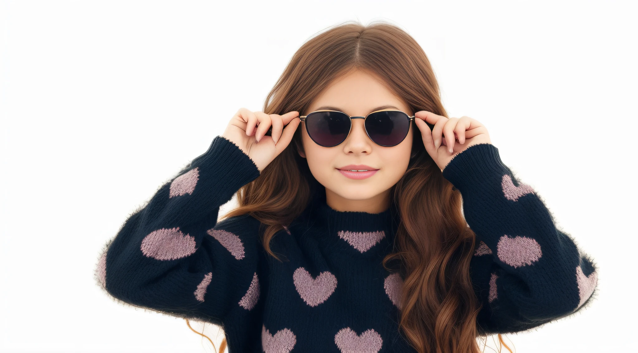 bloated girl in sunglasses and heart sweater holding hands over eyes, menina ruiva jovem bonito, with sunglasses, with sun glasses, wearing cool sunglasses, with dark brown sunglasses, Redhead Girl, menina de cabelos vermelhos, girl with glasses, sunglasses on, wearing sunglasses, menina jovem bonito, Pescador:2, wearing mirrored sunglasses