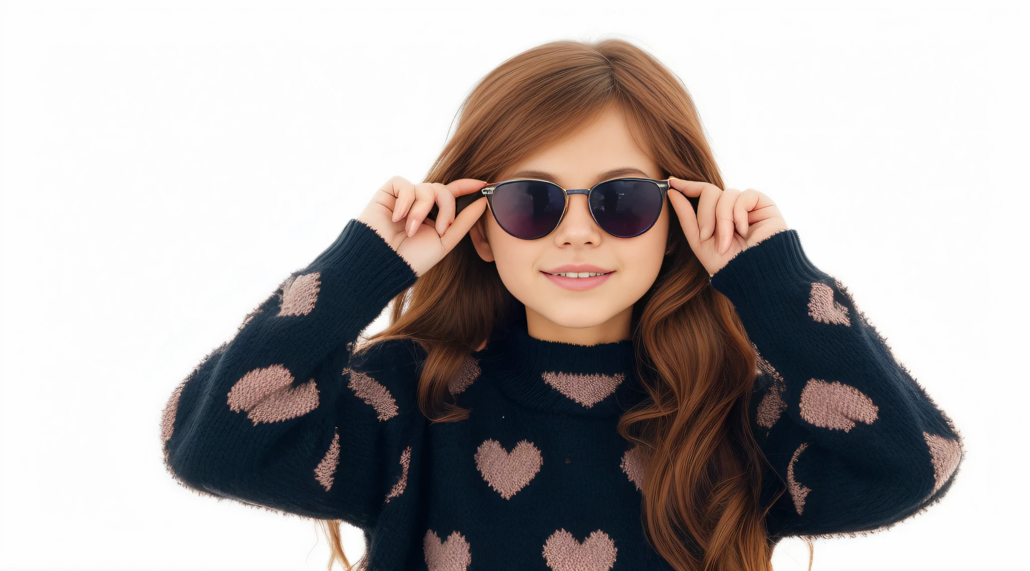 bloated girl in sunglasses and heart sweater holding hands over eyes, menina ruiva jovem bonito, with sunglasses, with sun glasses, wearing cool sunglasses, with dark brown sunglasses, Redhead Girl, menina de cabelos vermelhos, girl with glasses, sunglasses on, wearing sunglasses, menina jovem bonito, Pescador:2, wearing mirrored sunglasses