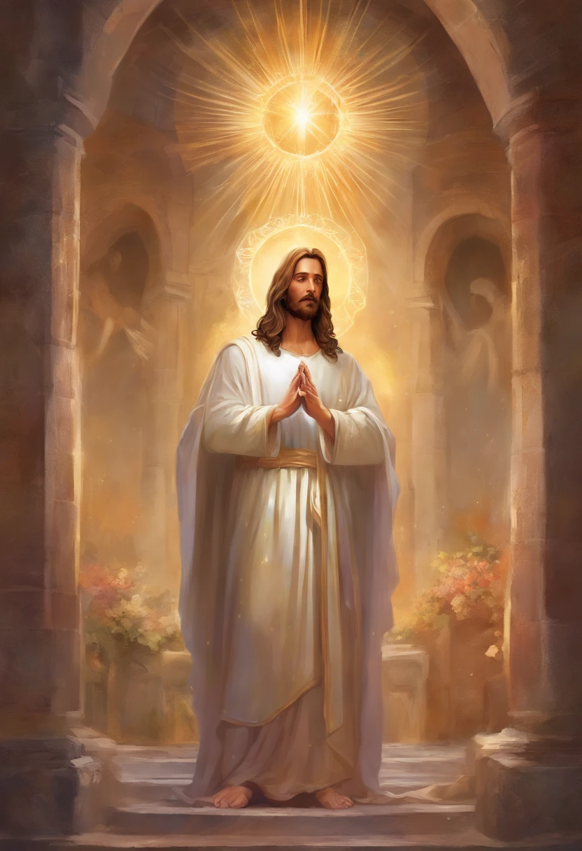 "Create an image of Jesus in profile, depicted in the act of prayer with hands clasped together."high detailed, High Quality, Award-Standing, Best Quality, high resolucion, 16 k
