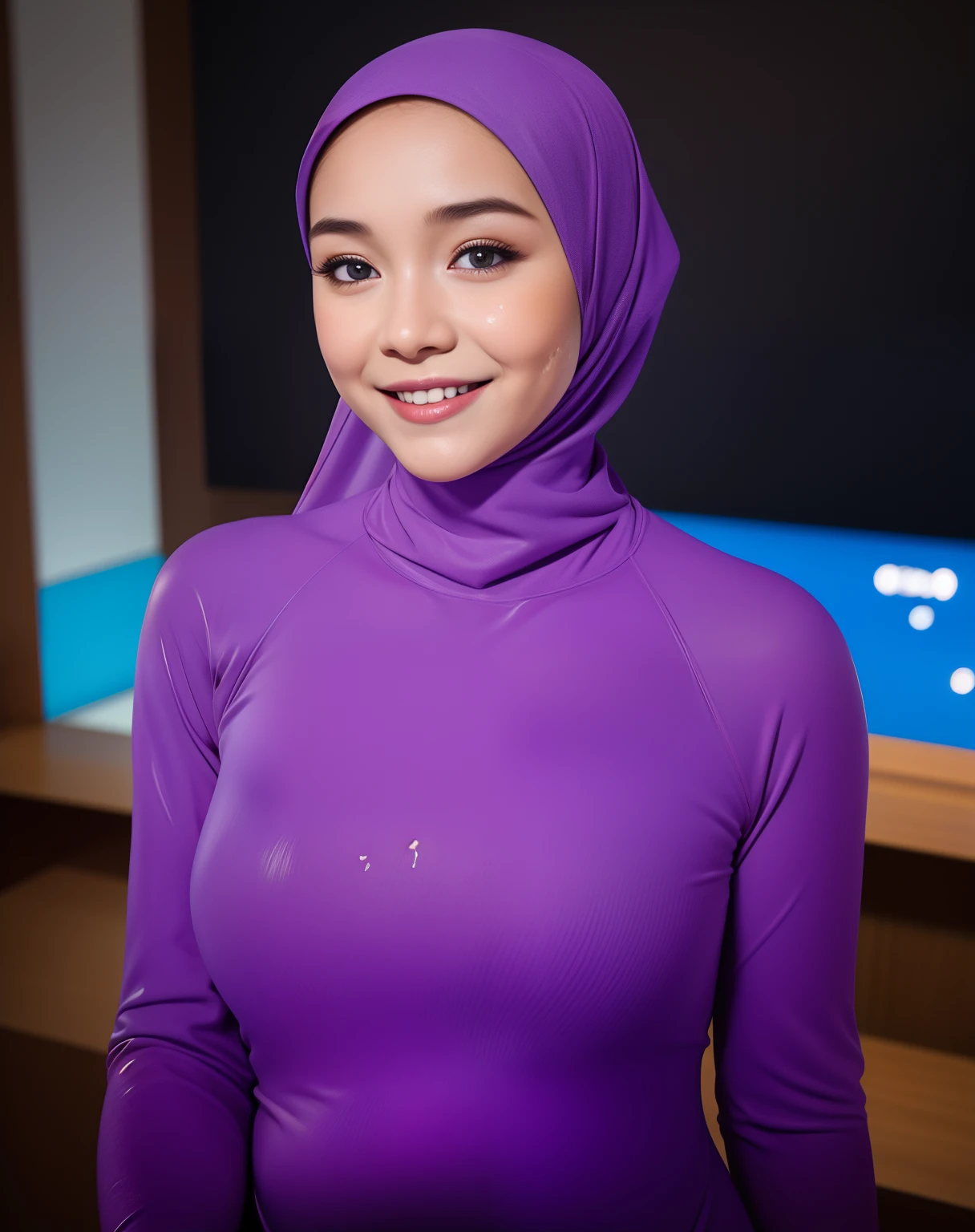 HIJAB MALAY GIRL, masutepiece, High quality, UHD 32K, Realistic face, Realistic skin feeling , A Japanese Lady, 8 years old, Little Girl, Very cute and baby-like face, Women's Competition One-Piece Swimsuit, Sitting, itting open legs, Spread Leg, Yor, cum shots, cum on chest, (((facials))), (((Smile))), (((heavy pregnancy))), (((flat chest))),