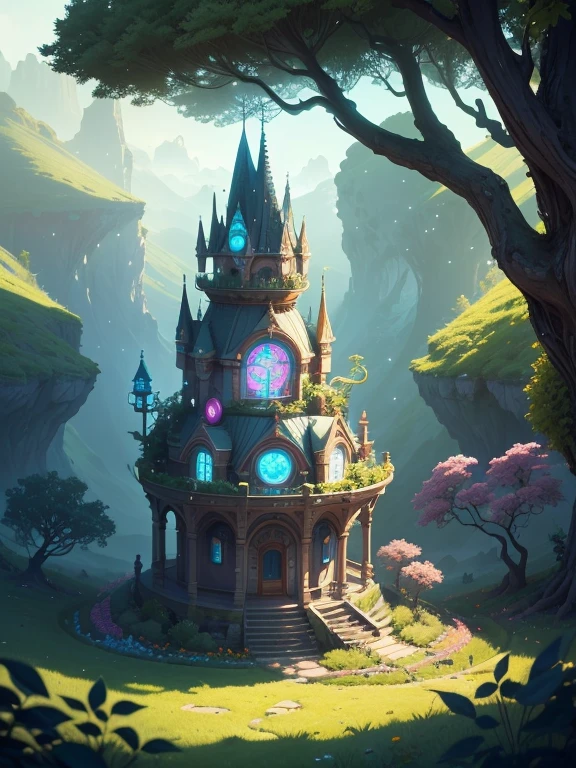 Es gibt einen Wasserstrahl, umgeben von Moos und Blumen, Detaillierte digitale 2D-Fantasy-Kunst, Hochdetaillierte digitale 4K-Kunst, Detaillierte digitale Fantasy-Kunst, Digitale 2D-Fantasy-Kunst, Magische Umgebung, Beeple und Jeremiah Ketner, 3-D-Render-Piepse, fantasievolle magische Vegetation, Detaillierte digitale 4K-Kunst, beautiful digital artwork, Lush alien landscape