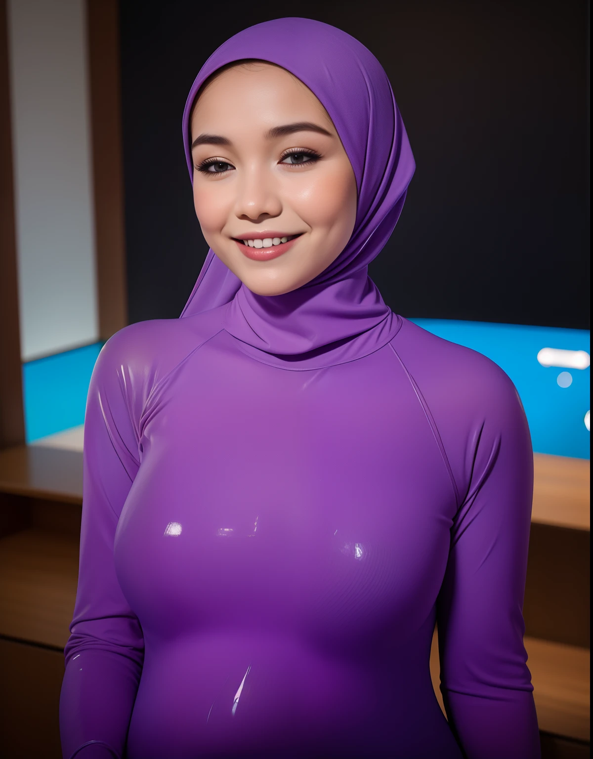 HIJAB MALAY GIRL, masutepiece, High quality, UHD 32K, Realistic face, Realistic skin feeling , A Japanese Lady, , Little Girl and baby-like face, Women's Competition One-Piece Swimsuit, Sitting, itting open legs, Spread Leg, Yor, cum shots, cum on chest, (((facials))), (((Smile))), (((heavy pregnancy))), (((flat chest))), CLOSED YOUR EYES.