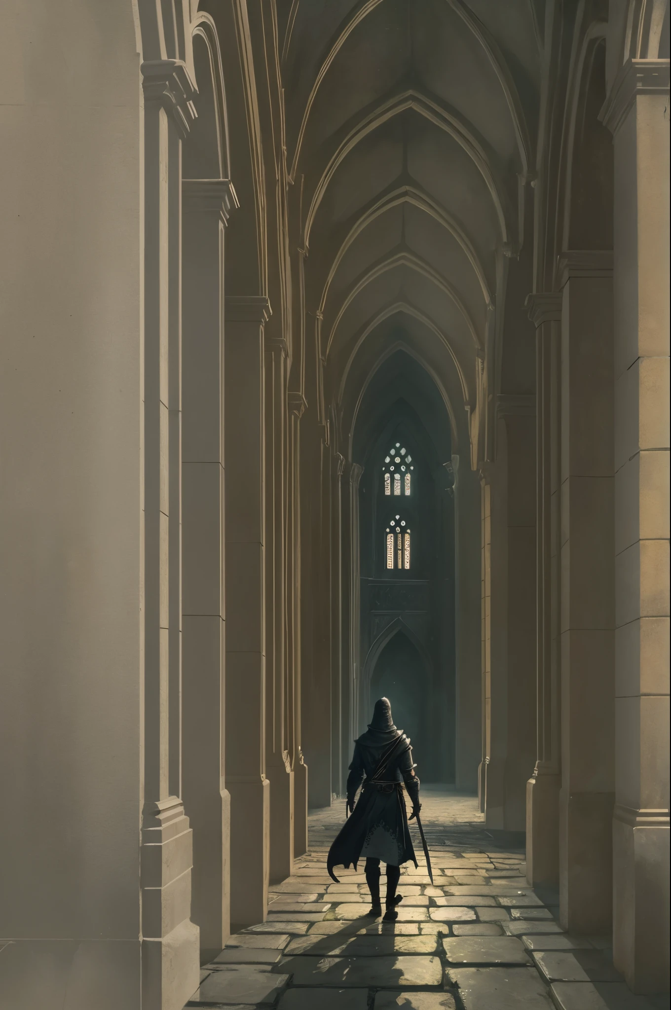Dark souls scene in Anor Londo, silhouettes ::style Lofi --auto --s2