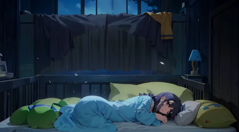 Anime scene of a woman lying on the bed in a room, reincarnated as a slime, Today’s recommended anime is still, Still from TV animation, konosuba, Screenshot of the animated movie, in the anime film, anime scene, during night!!, Screenshots from the 2012 animation, He held her while she slept, kyoto animation still