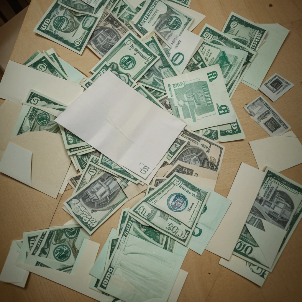 Money notes falling from the sky, realista, periodo de  dia, realista,