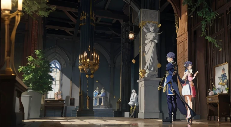 Cartoon character standing in a large room with statues, Screenshot of the animated movie, anime movie screenshot, Screenshots from the 2012 animation, in the anime film, Still from TV animation, Still from anime, Kuro anime screenshots, anime movie scene, Today’s recommended anime is still, anime scene, fire emblem three houses