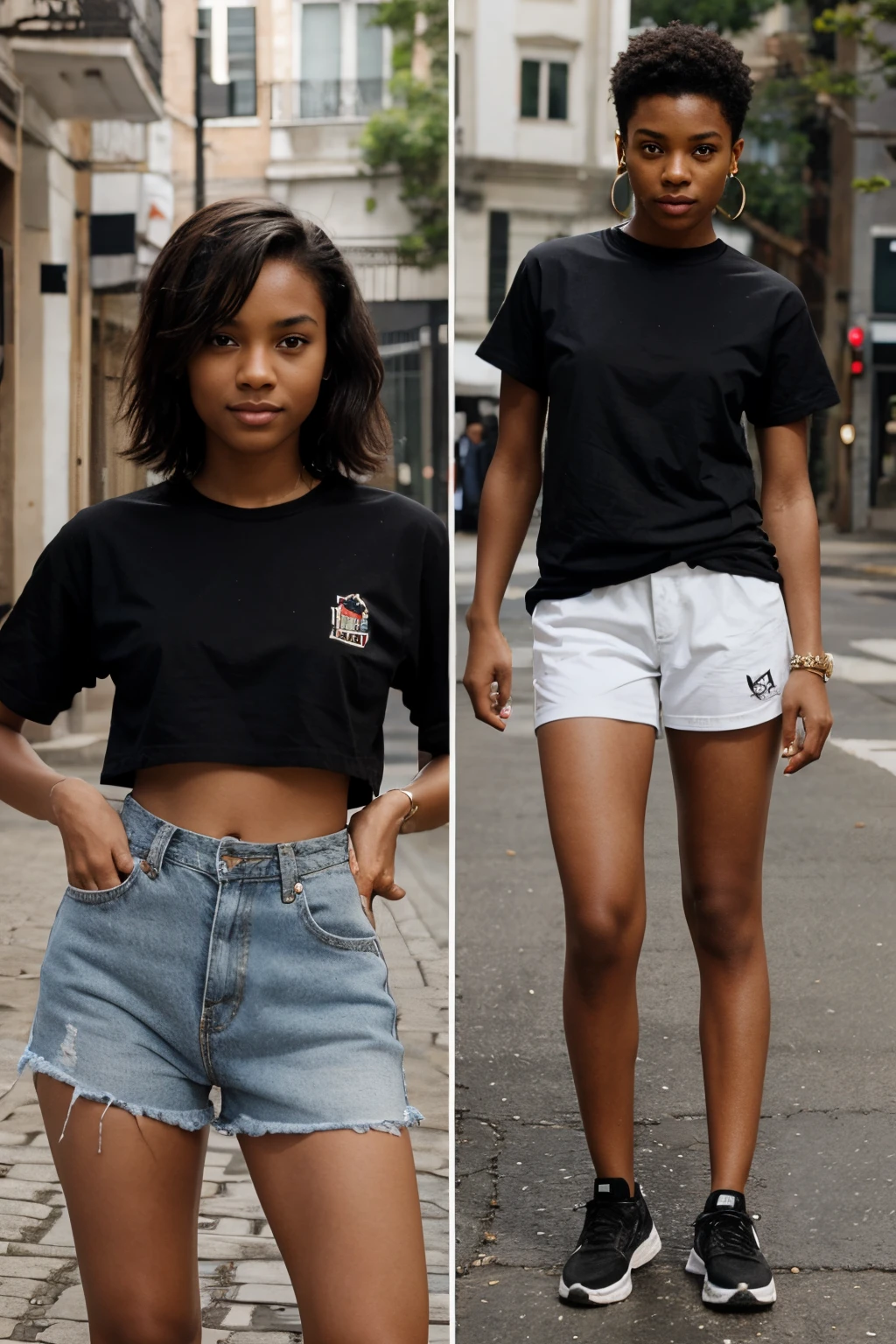 One Black tomboy in different locations