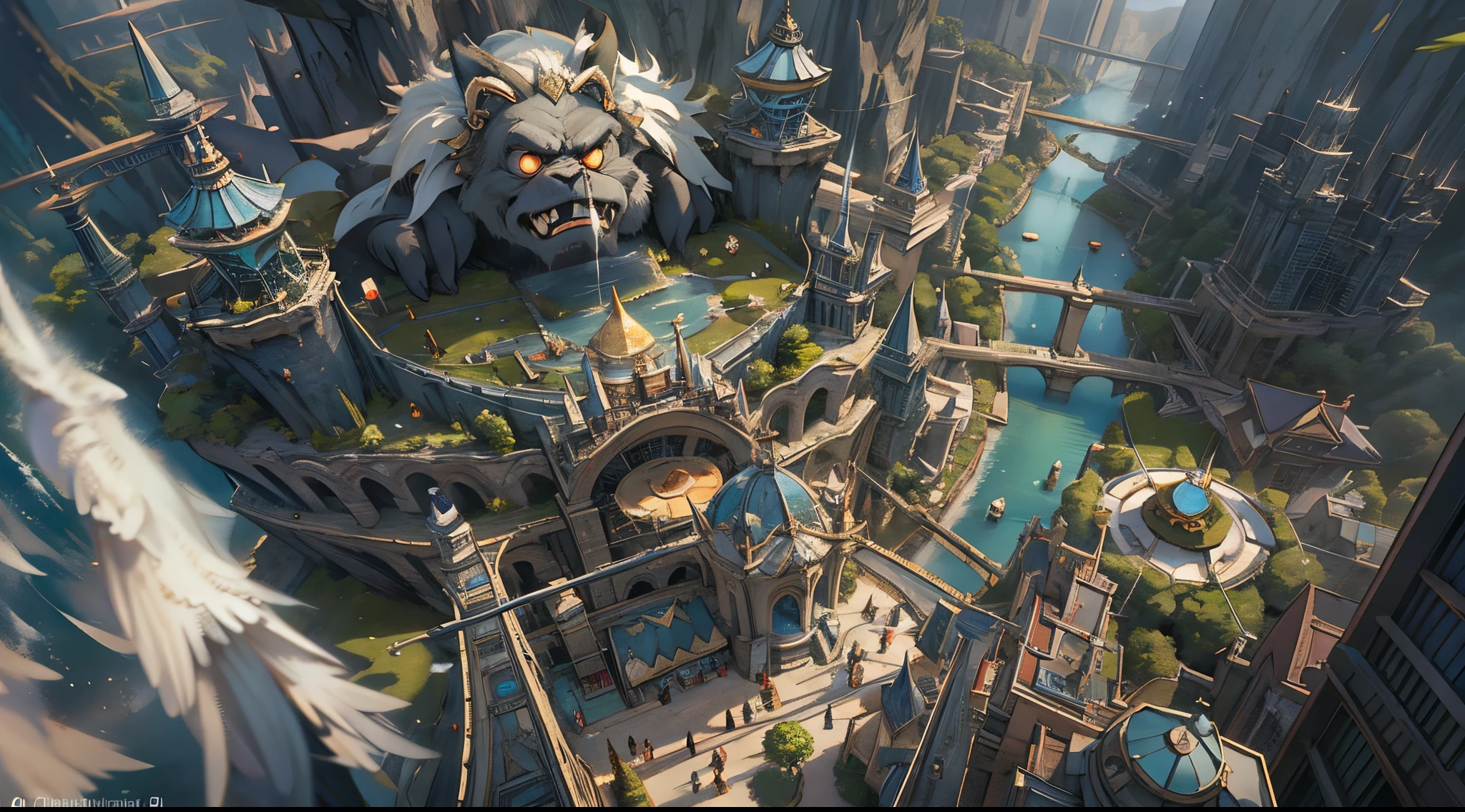 aerial perspective,(King Kong Theme Park:1.4),Beyond imagination,Overclocked renderer,bokeh effect,high high quality,16K resolution,(Best quality at best),(tmasterpiece),ultra - detailed,detailed detail,Accurate