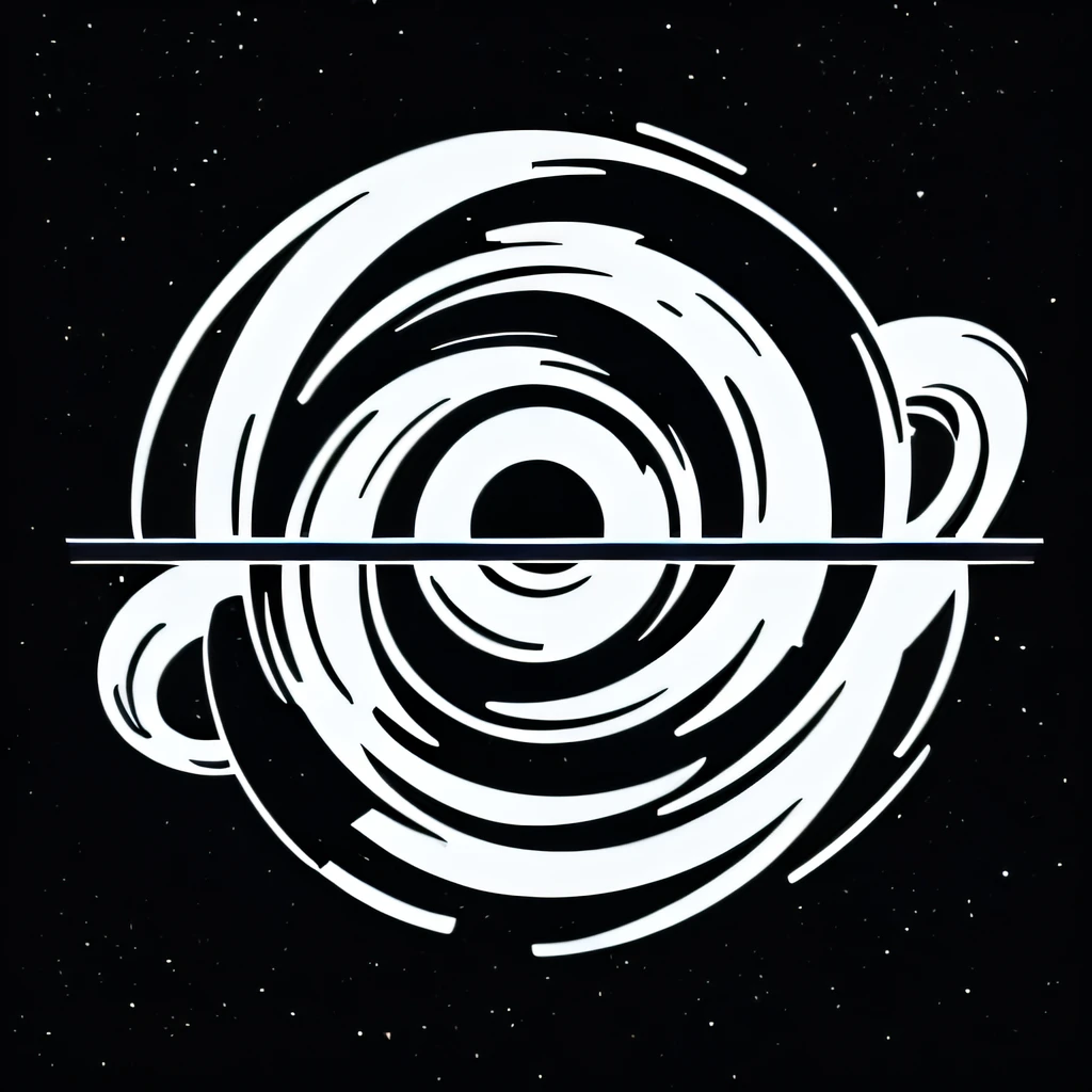 Physics and astrophysics course logo featuring a cosmic black hole swirling with vibrant galaxies, minimalist design, white background, clean lines, sharp focus, educational, sleek, NASA-inspired, science-themed, symbolic, concept art, digital illustration by space enthusiast artist, trending on educational platforms