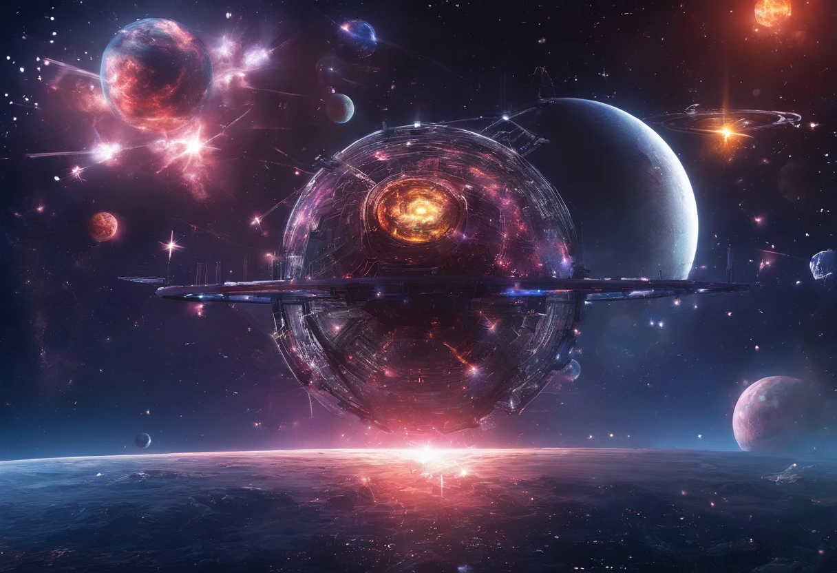 aerial perspective,(space theme park:1.4),Beyond imagination,Overclocked renderer,bokeh effect,high high quality,16K resolution,(Best quality),(tmasterpiece),ultra - detailed,Detailed details,Accurate