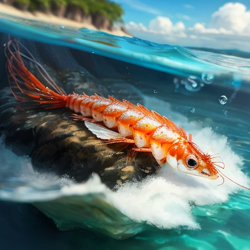 Shrimp in the sea