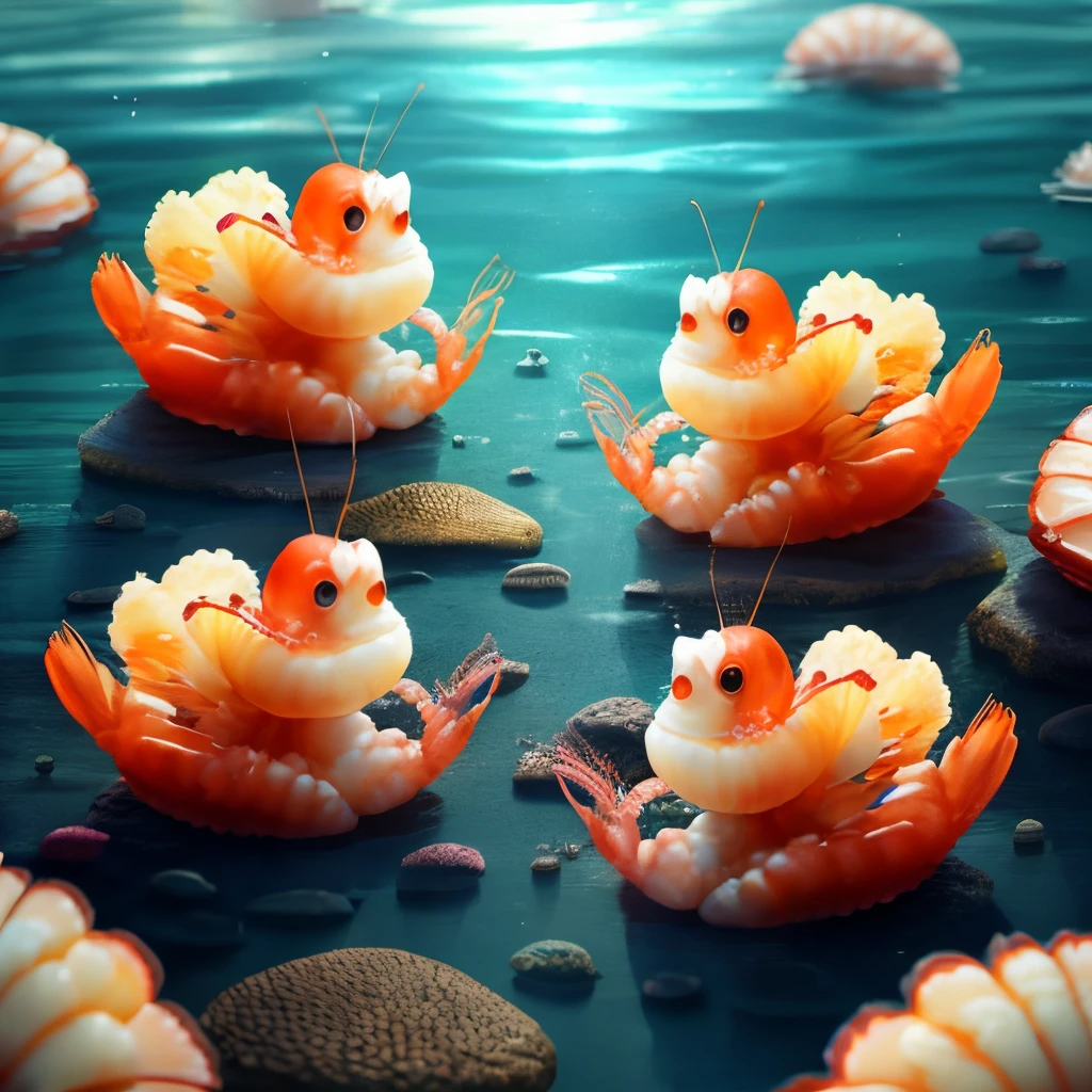 Shrimp in the sea