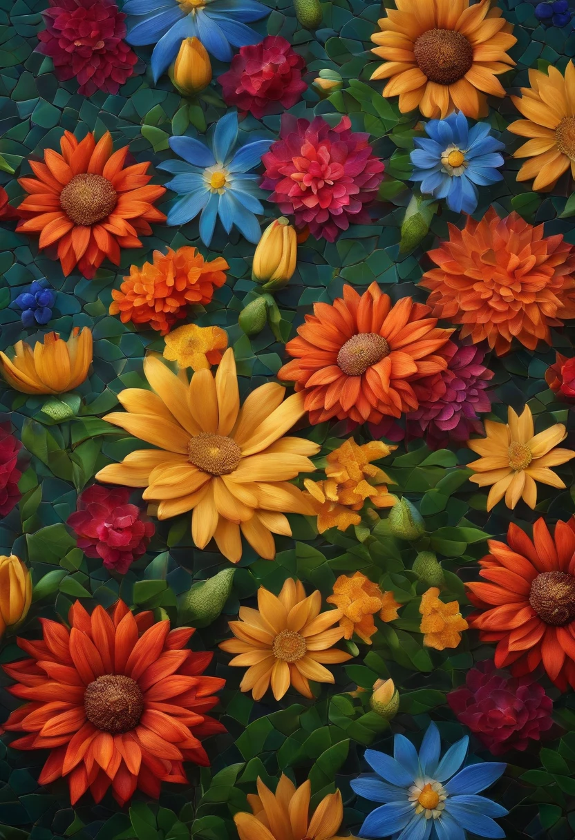 FLOWERS MOSAIC, FULL HD, hight quality