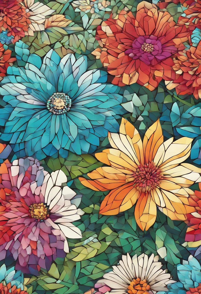 FLOWERS MOSAIC, FULL HD, hight quality