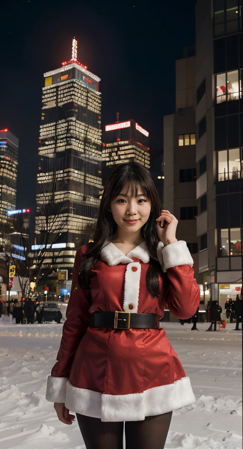 there is a woman in a santa suit posing for a picture, Japanese woman