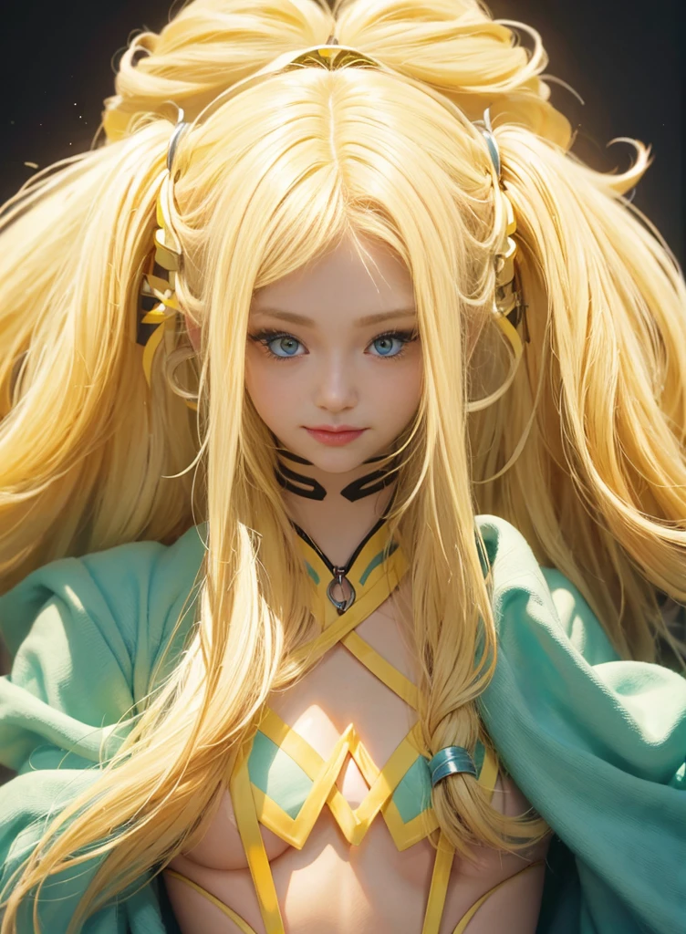 1girl, tsunade, long hair, sexy dress, yellow hair, yellow eyes, smile, beautiful, grey clothes, very big breast, sexy clothes, outdoor background, ultra detail, realistic
