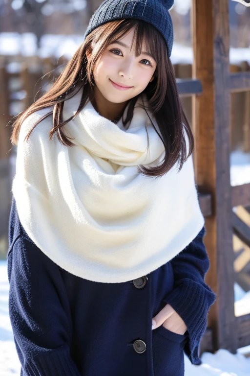 Photo of a Beautiful Japanese idol woman, perfect body, winter, sexy