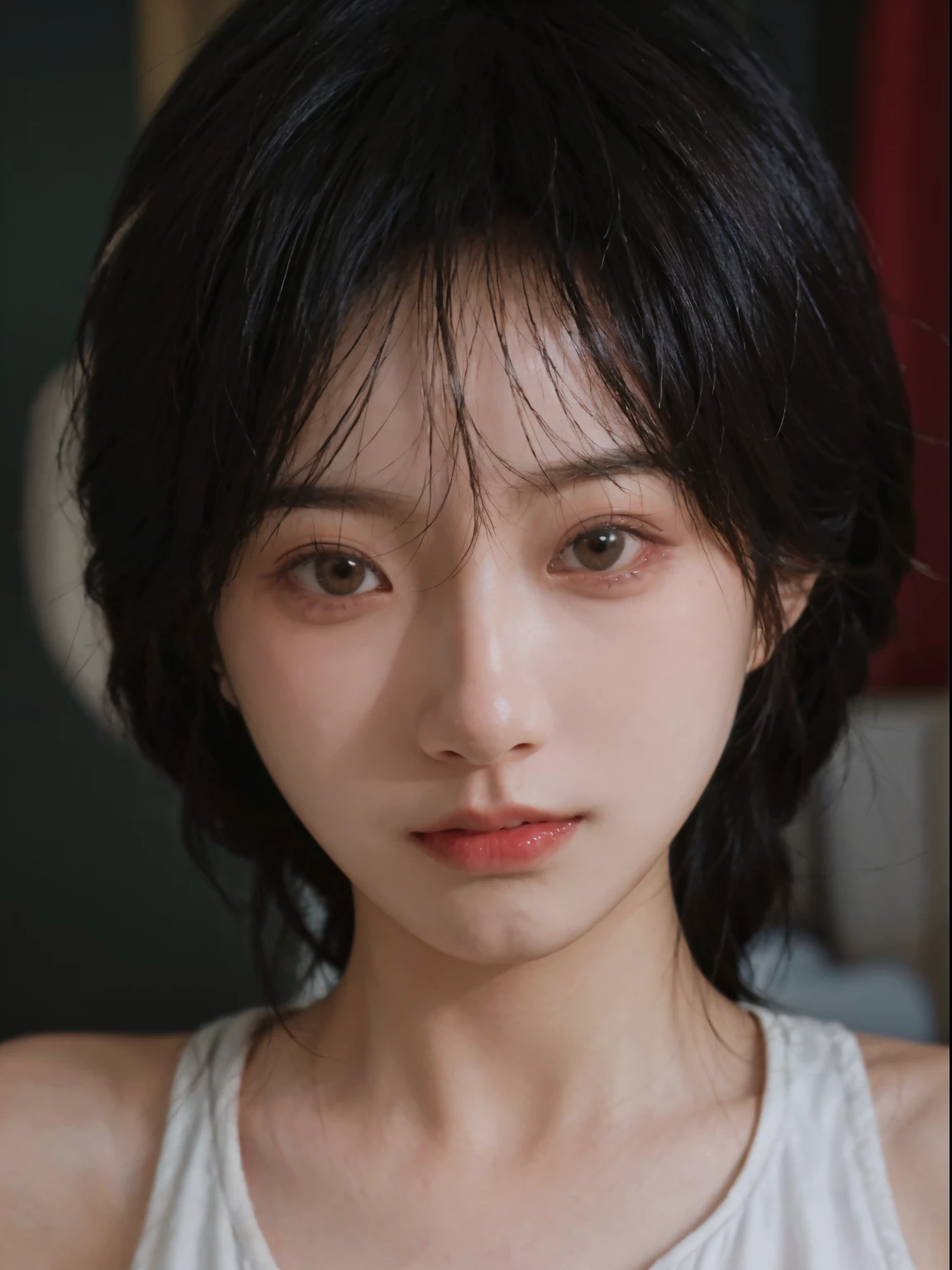 Best quality at best, 超高分辨率, (realistically:1.4),A woman in a white top poses for a photo, 🤤 girl portrait, beautiful Korean women, gorgeous young korean woman, Korean girls, Urzans, Young and cute Korean face, Cute and delicate face, Those girls' The avatar is cute and exquisite, beautiful young korean woman, young and lovely Asian face, Pale round face, Cute Korean face, Beautiful Asian Girls