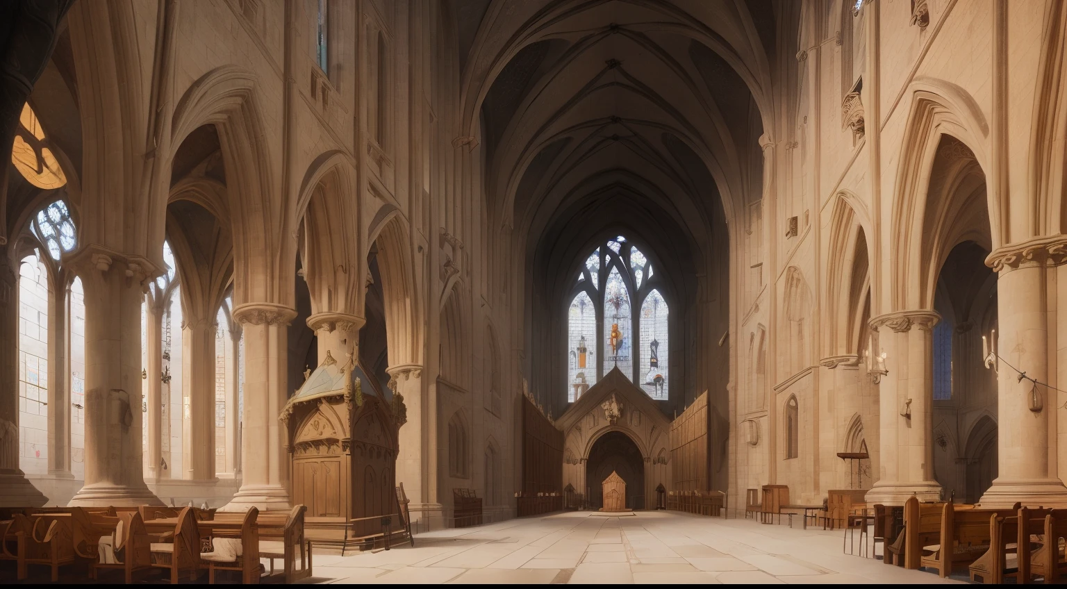 Magnificent medieval cathedral, with the sacristy at the center of the scene.